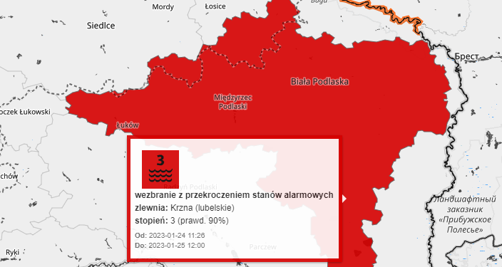 Krzna i Bug w stanie ostrzeżenia hydrologicznego